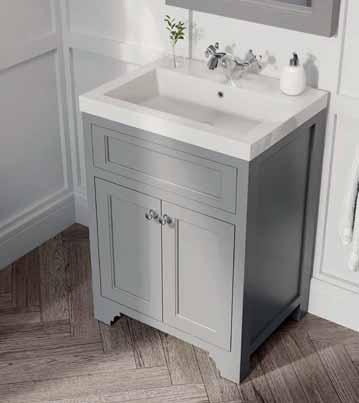 The 600 Vanity unit above comes with a ceramic basin, availiable in a choice of two classic finishes, complete