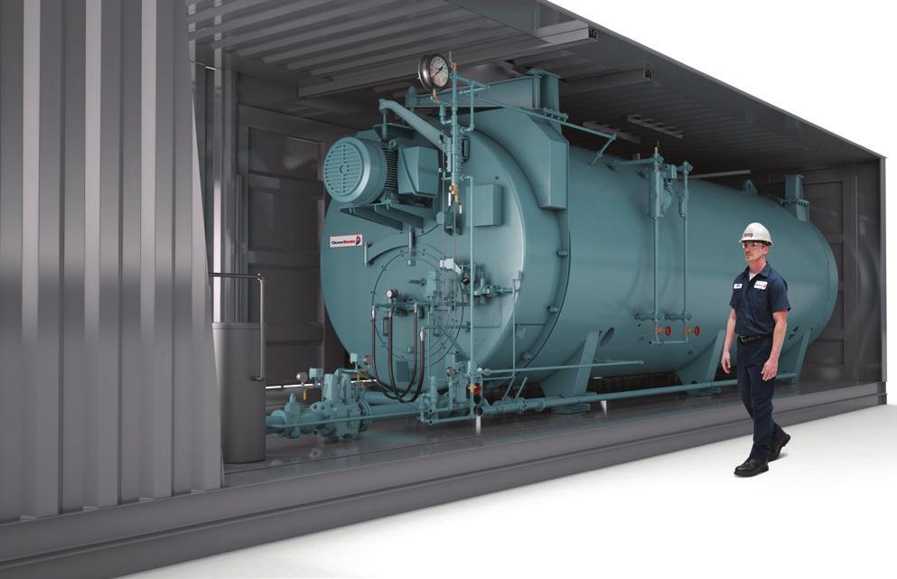 Dryback construction offers unencumbered access to all parts of the boiler for ease of maintenance Boilers Exh Solu Heat Recovery Inte Con W Sys Exclusive Cleaver-Brooks integral head burner with