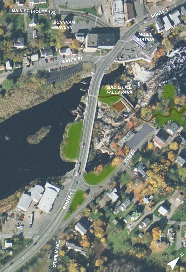 Machias Downtown Riverfront Master Plan 6 The plan proposes a new pedestrian bridge across the Machias River to link the downtown and riverwalk on the west side of the river with the nature trail and