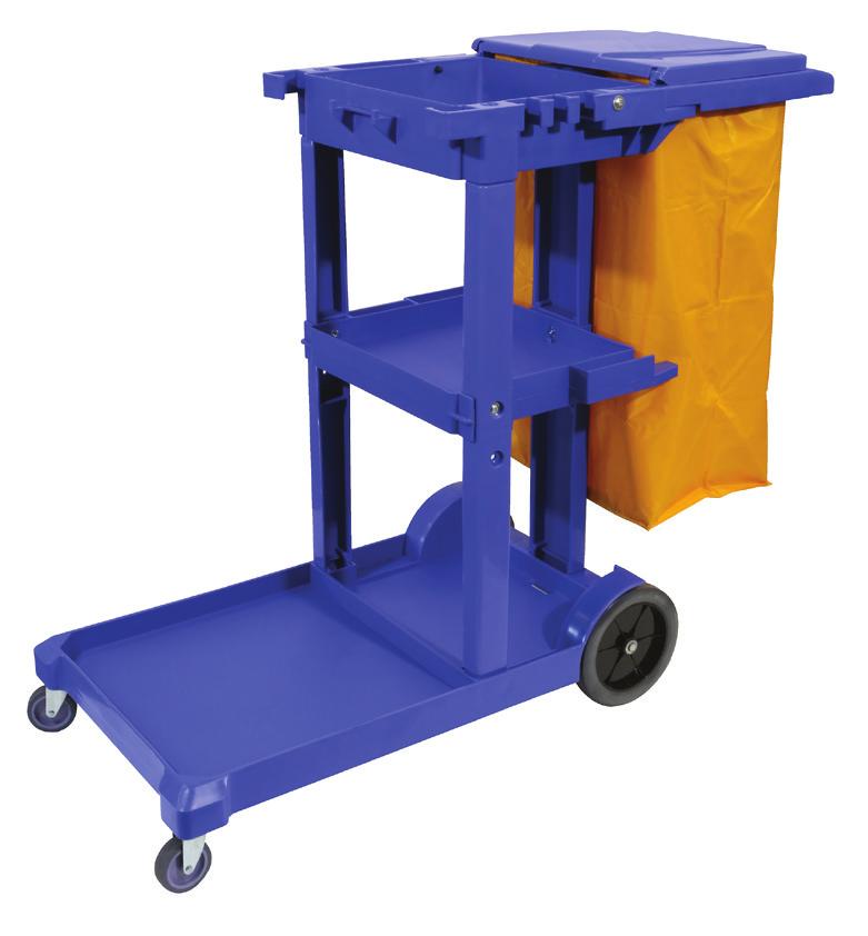 2A Cleaning Equipment MaxiPlus Deluxe Janitor Cart Multifunctional cart works well with microfiber or standard cleaning systems Roll top provides easy access to