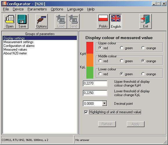 Fig. 8. Window view of the display parameter confi guration 5.3.1.