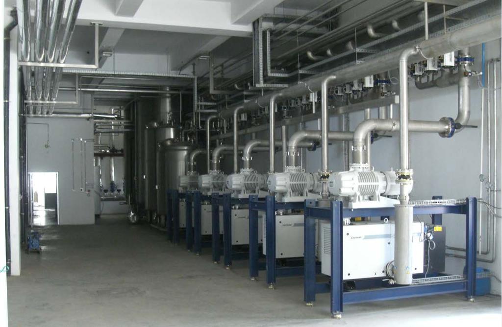 2) Vacuum Freeze Drying (FD) Example of vacuum system for industrial coffee FD 5x [ Roots blowers WS2001+dry screw
