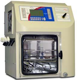 The vacuum system consists of a separate vacuum pump connected to an airtight condenser and attached product chamber.