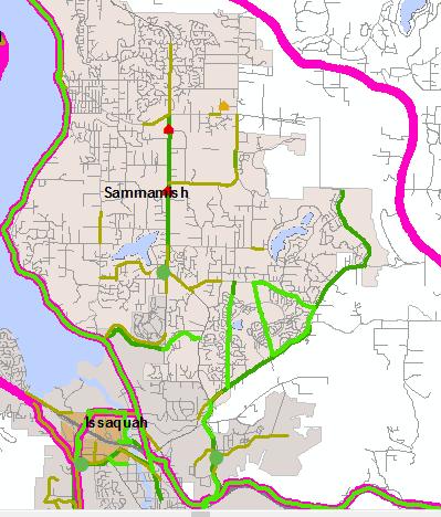 King County Connections in Sammamish Area: We may want to fill-in some connections within the Sammamish area to connect N/S.