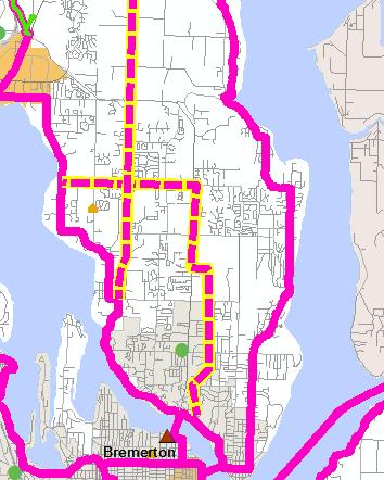 Kitsap County Bremerton and north: We ll redraw the route within Bremerton along 6 th to match their bike plan (not reflected in this map.