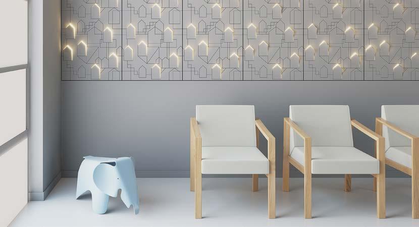 HEALTHCARE Soothe the senses with patterns of light Healthcare settings needn t feel cold and sterile.