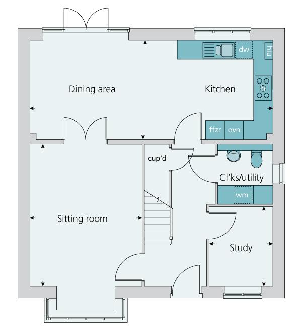 tenure: freehold Dimensions (metres) (feet / inches) Kitchen/dining area 7.70 x 3.15 25' 3" x 10' 4" Sitting room 4.50 x 3.55 14' 9" x 11' 8" Study 2.52 x 2.02 8' 3" x 6' 7" Bedroom 1 4.22 x 3.