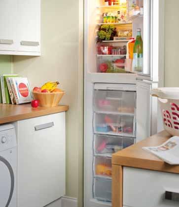 down to -15ºC Number of compartments 5 4 4 Ice bank slimline tray 55cm Frost free fridge freezer with added height to increase freezer storage capacity 11.5 cu.ft Fridge 5.7/ 5.8 cu ft H 201cm W 54.