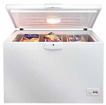 counter balanced door, interior light and Fast Freeze 1.2 cu.ft H 86cm W 128.5cm D 72.5cm CF100APW CF1100AP Large capacity chest freezer with Fast Freeze 11.0 cu.