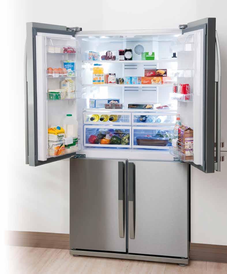 maximum freshness 80cm Full Width Glass Shelves One piece full width adjustable shelf - ideal for large items Active Fresh Blue Light Prolongs the storage life of fresh fruit and vegetables whilst