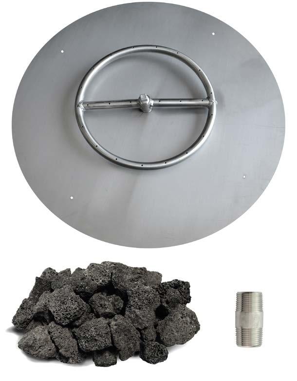 FIRE BOWL WITH ELECTRONIC IGNITION Shown above are all components included in your fire & water bowls: Fire pan, Burner, Orifice (LP or NG),, Lava rock, Electronic Valve, Pilot & Transformer