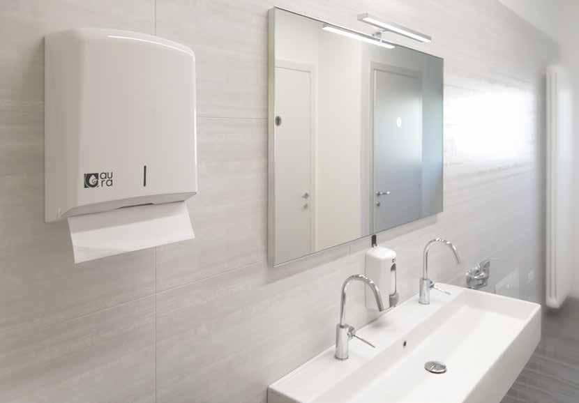 Aura decorates restrooms flawlessly, making them well finished and functional.