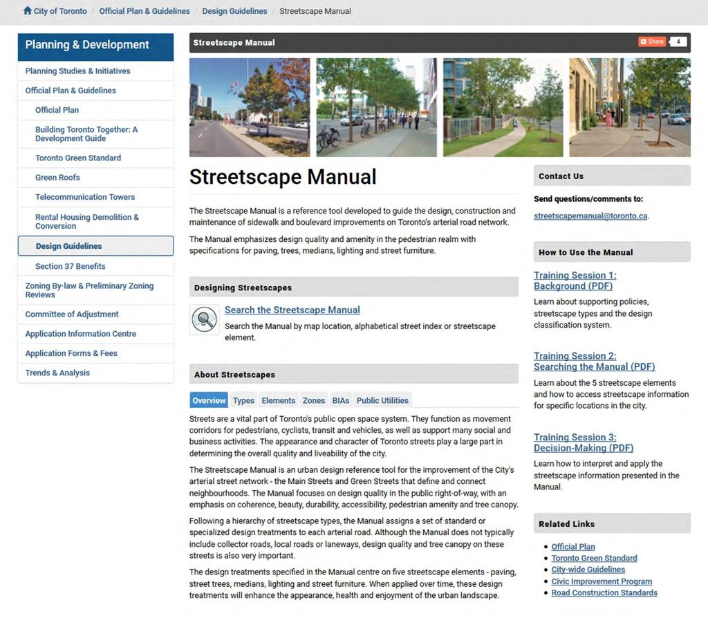 To begin, launch the Streetscape Manual website at: toronto.