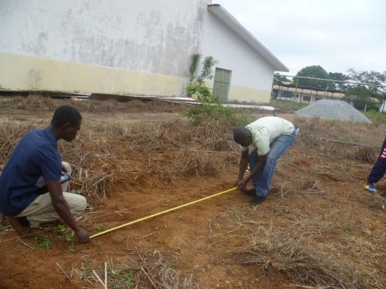 Measure and clearly mark out on the cleared ground using pegs, the specific land area for the SBHD construction