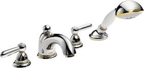 Finish set # 17445*, -000, -090 Basic set with Secufl ex -hose system # 13444180 4-hole bath mixer with thermostat with cross head handles for