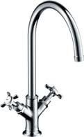 14852, -000, -750 Single lever kitchen mixer with integrated shut-off valve (not