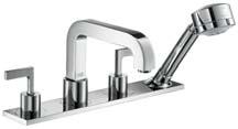 Bath Twin-handle bath mixer for wall mounting, with plate, with lever handles Finish set # 39424000 Twin-handle bath mixer for wall mounting, with plate, with cross head handles (not shown) Finish