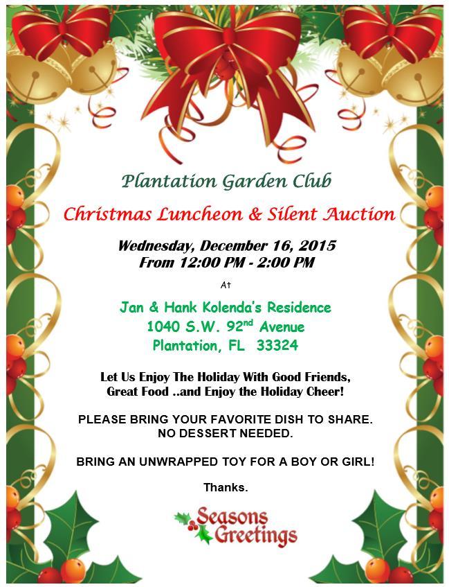 33313 Driving Directions for the Christmas Luncheon: From the Intersection of Broward Boulevard and Pine Island - Go south on Pine Island to North New River Canal Road (last traffic light before I-