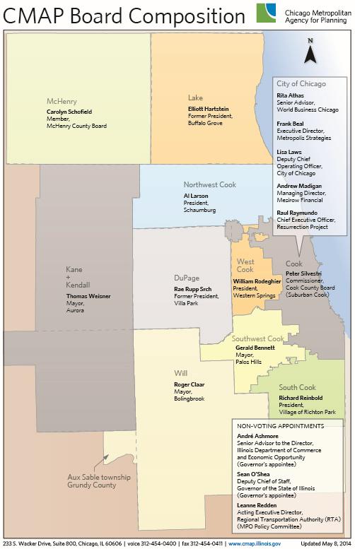 Chicago Metropolitan Agency for Planning Formed by state law in 2005 to integrate planning for