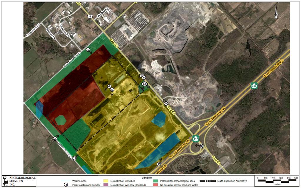 ARCHEOWORKS INC. APPENDIX A: MAPS Map 1: Results of Stage 1 AA of North Expansion Alternative as reported by ASI, 2006.