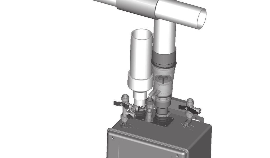 Continue to insert the male-side of Non-Return Valve until it reaches to the base of the unit Intake and Exhaust Flue. (The vent pipe will be inserted approximately 2.