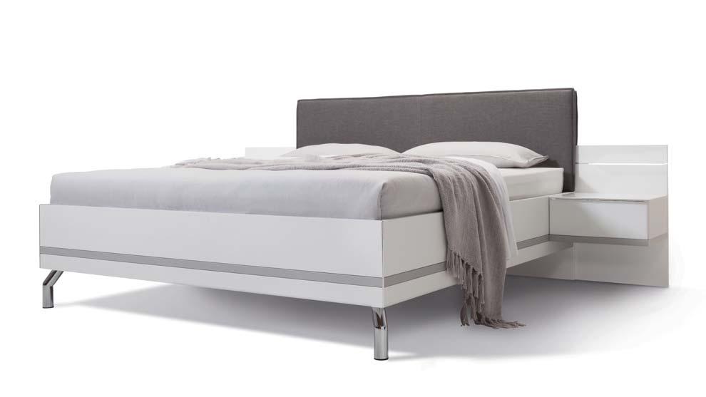 inlay: frosted aluminium // bed legs: chrome Bed frame bed 1