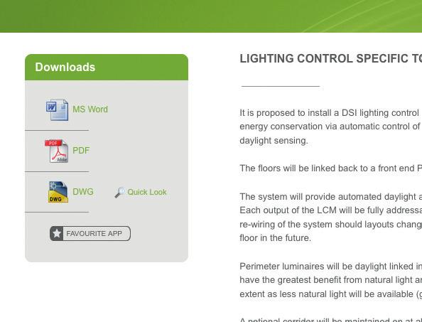 documentation. Key Features Downloadable lighting control applications and specifications.