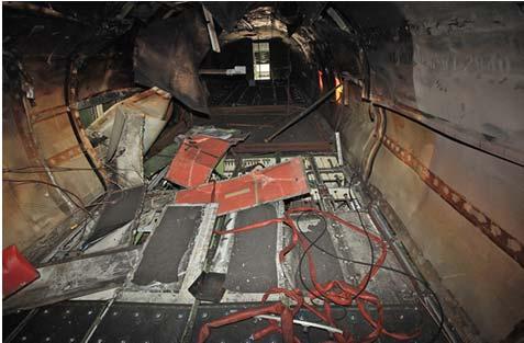 This ignited the fumes in the mix bay causing an explosion Post Test Explosion The explosion blew the aft cargo access panel into the cargo compartment,