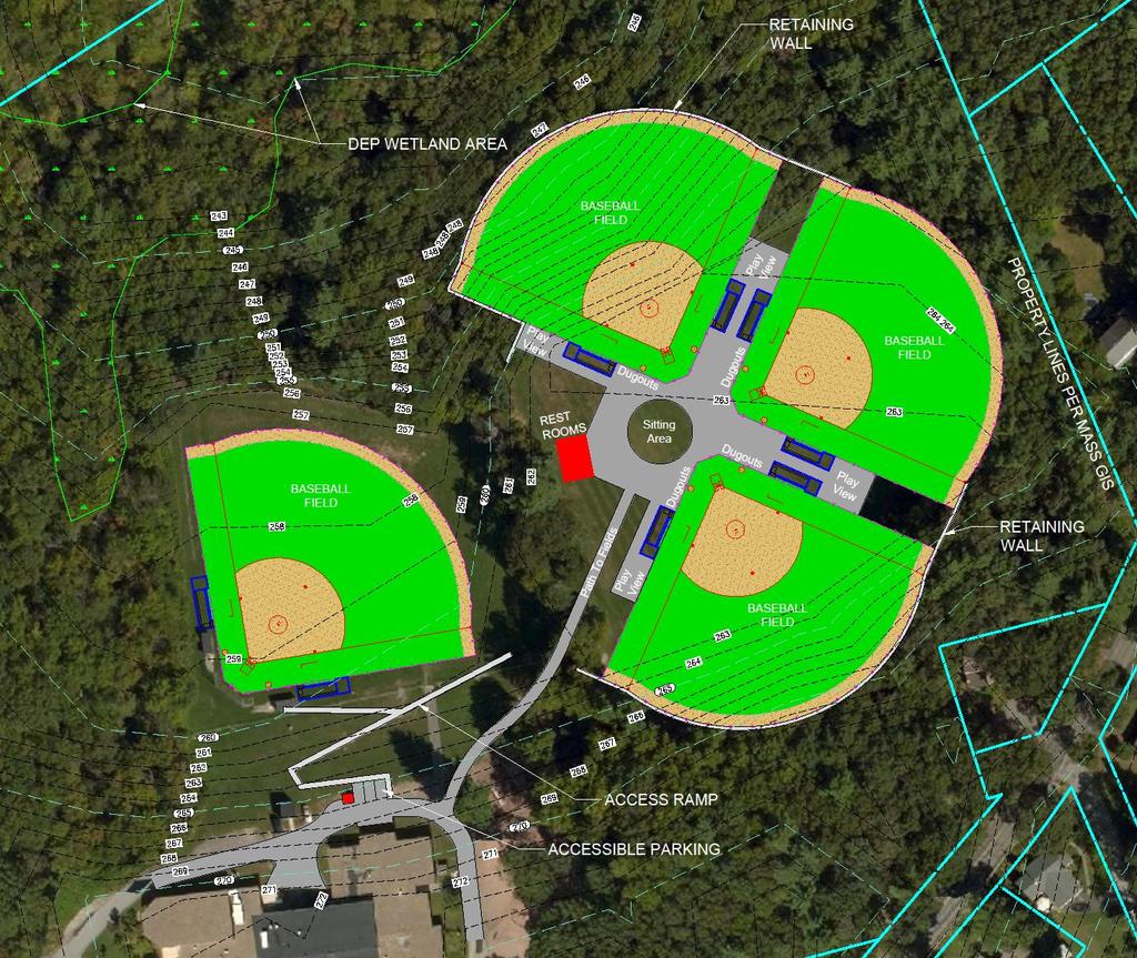 Shaker Lane School Fields Development Options Four (4) Newly Constructed Baseball Fields Option For Different Size Fields Accessible Parking Field