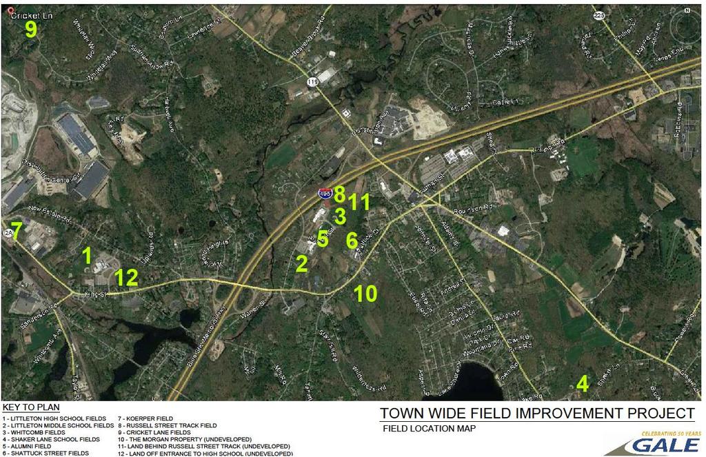 Background Investigation and Facilities Assessment Town Field Locations 1. High School Fields 2. Middle School Fields 3. Whitcomb Field 4.