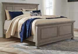 B733 Lettner (Signature Design) Classic Porter design finished in a light gray color Constructed with birch veneers and hardwood solids Storage footboard can be used with panel or sleigh