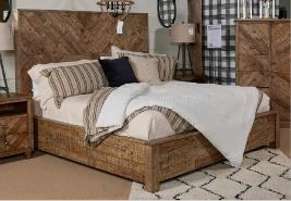 contemporary air to the group Upholstered bed features linen look button-tufted cushion on headboard and burlap look fabric on the wings and footboard Large door chest offers ample