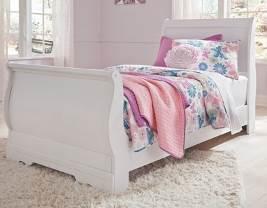 HB (87/B100-21) B129 Anarasia Louis Philippe styling in a white finish with antiqued pewter colored metal hardware Curvaceous footboard panel and shapely