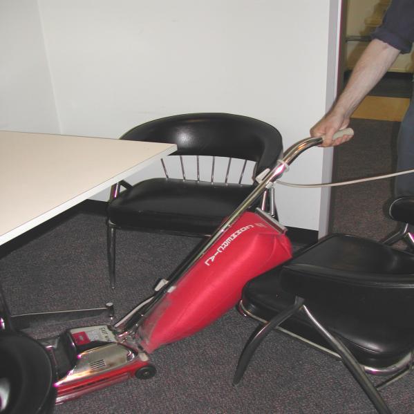 Vacuum (Duty 2, Task 1) Figure 8: Upright Vacuum Figure 9: Backpack Vacuum The BSW 1 (Residential) will walk to the nearest room or closet used for storing cleaning supplies and equipment and take