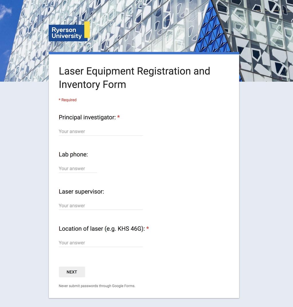 Appendix 1 - Laser Equipment Registration and Inventory
