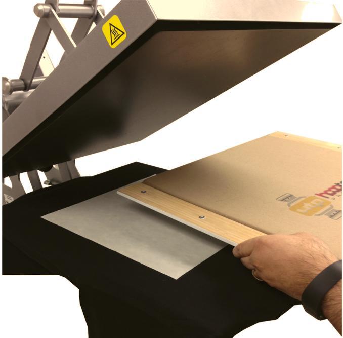 Press the garment using the Pretreat Paper Platen on the hot press for 35 seconds at 60 to 65psi.