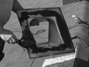 7) Nail the flat part of the base to the roof, except for the side marked A, in order to prevent water infiltration.