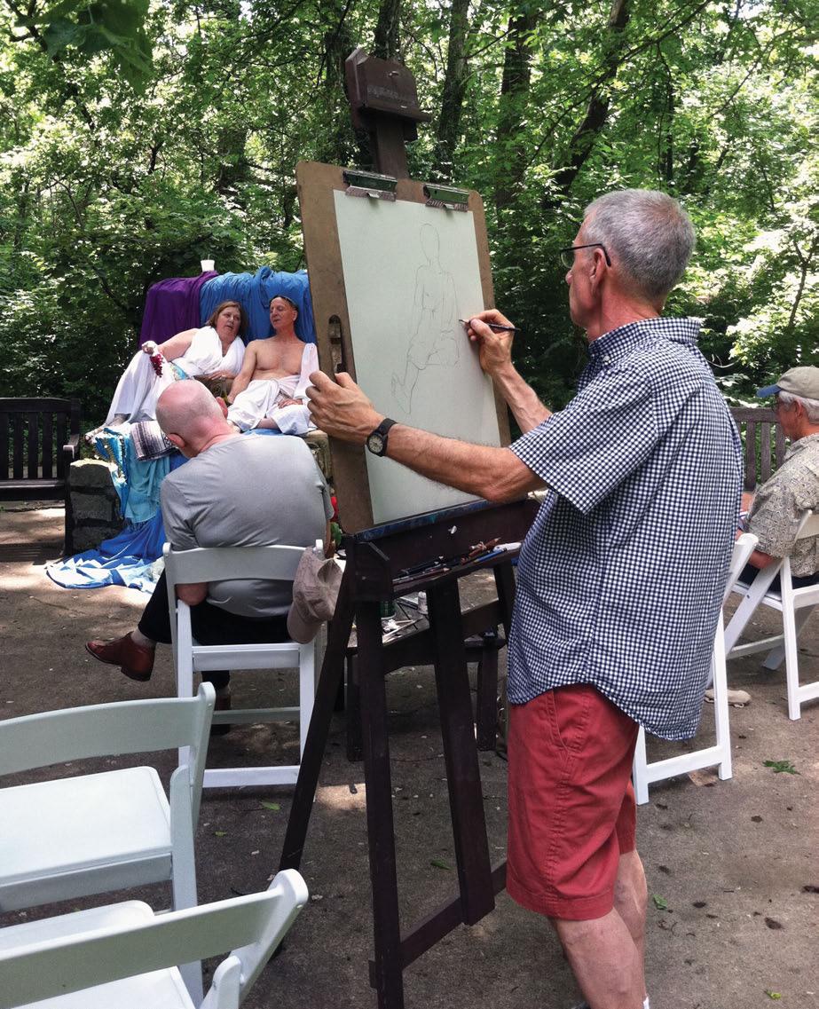 Artists at work at one of the life drawing sessions offered at the Artists Retreat.