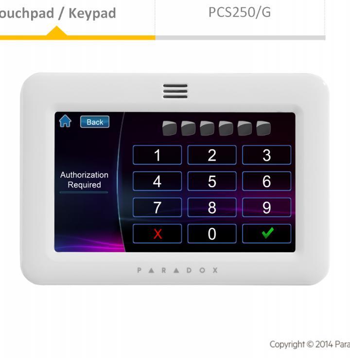 IP150 IPRS-7 Touchpad / Keypad PCS250/G Multi language programmable Panic buttons SpotON locator OneScreen monitoring TM50