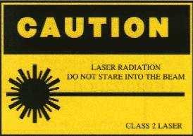Lāzeru klasifikācija Class 2 - Zemas jaudas gaismas