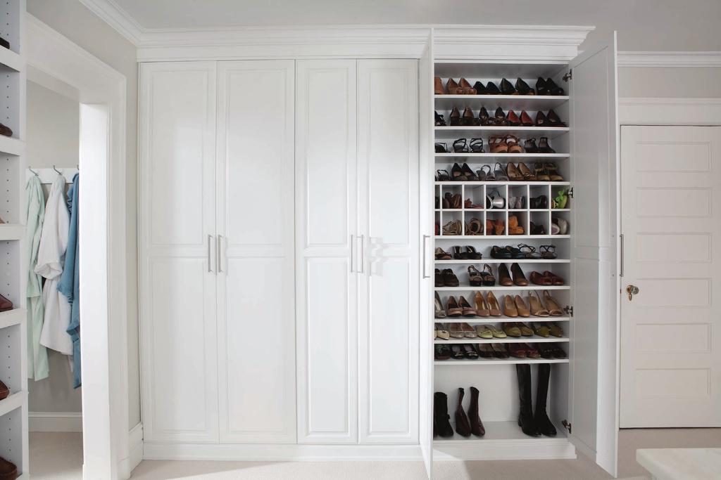 Luxury meets innovation when private spaces evolve into bold and useful showpieces. With a combination of shelving and cubbies, you can impeccably organize your footwear collection.