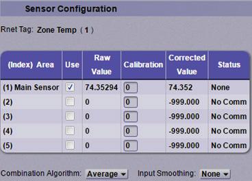 Sensor Binder - Use the Associated Sensors table to configure the Rnet to use additional ZS or wireless sensors.