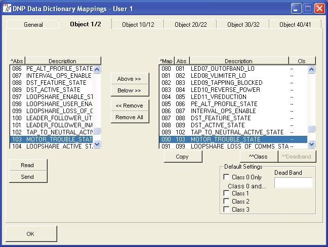 S225-11-6 SCADA Reporting Setup procedure Called Motor Trouble, this DNP Status (Object 1/2, factory Mapped Index 090, Internal Absolute point #103) can be read/ reported from the control and can be