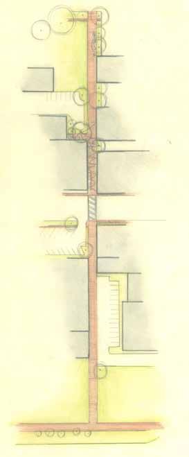 Image, Right: Illustrates a re-designed alley with strand lights,