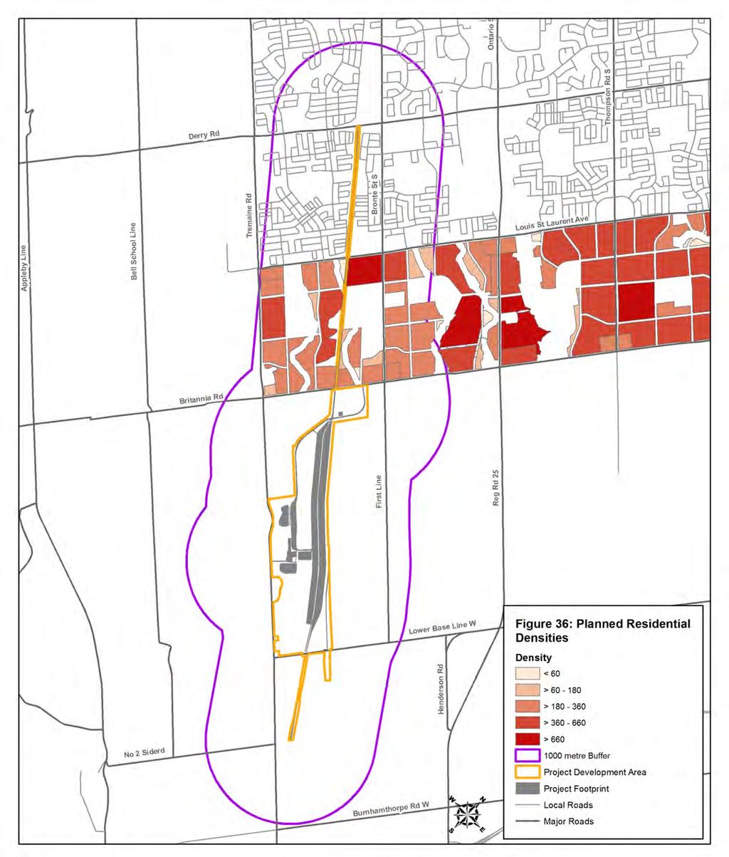 HALTON MUNICIPALITIES BRIEF: APPENDIX A 36 Project location in relation to approved residential land uses, identified by