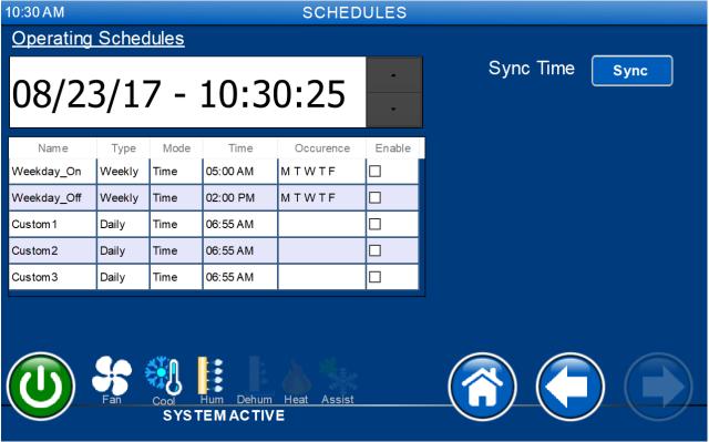 Schedules - Time & Date How to update time/date: Tab on the desired field in the combo box Use up/down arrow keys to update the values How to edit schedule: (Note: