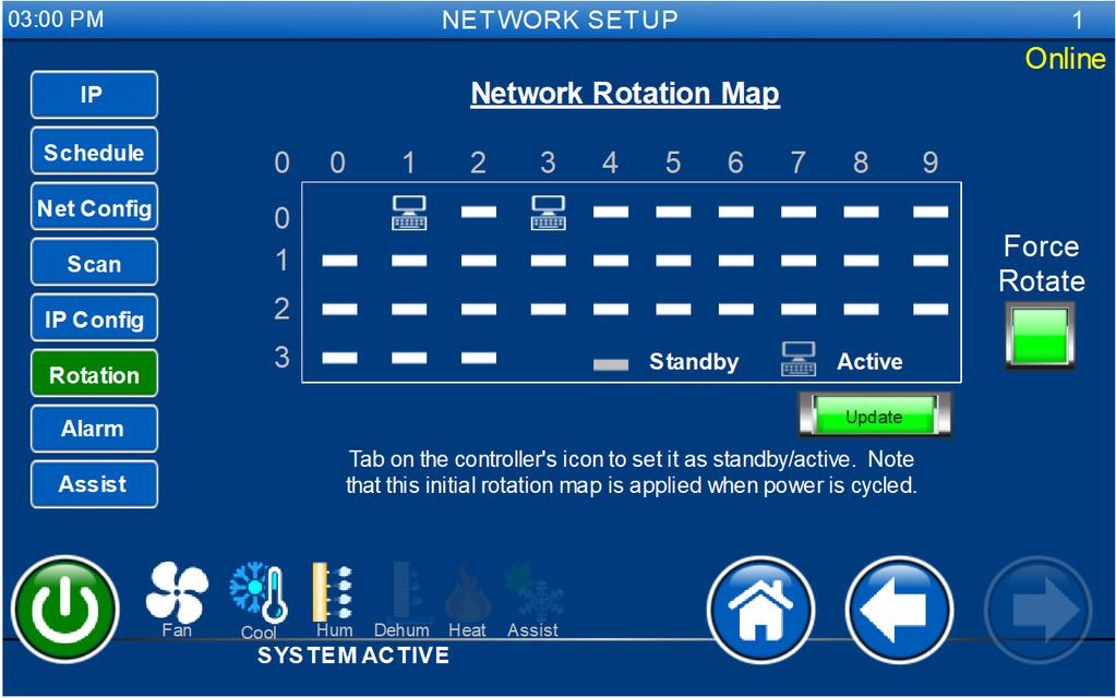 Rotation Network rotation map is configured by setting units as Active or Standby Force rotation is also achievable through this menu. Figure 26.