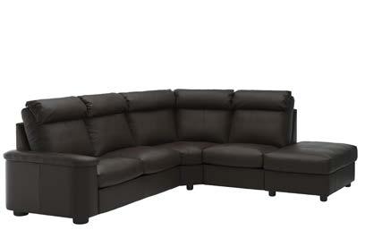 26 PE689612 LIDHULT 5-seat corner sectional with open end $2379 Grain leather and polyurethane covered cotton/polyester. Imported. Designer: Henrik Preutz.