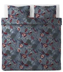 Designer: Malin Gyllensvaan. Dark blue/floral patterned 704.125.40 PE674196 FILODENDRON Full/Queen duvet cover set $59.