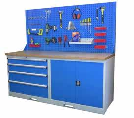 Ply Top 2 x 2 Door Cupboard Workstation with Ply Top 4 Drawer & Cupboard Workstation with Ply Top 7 Drawer &